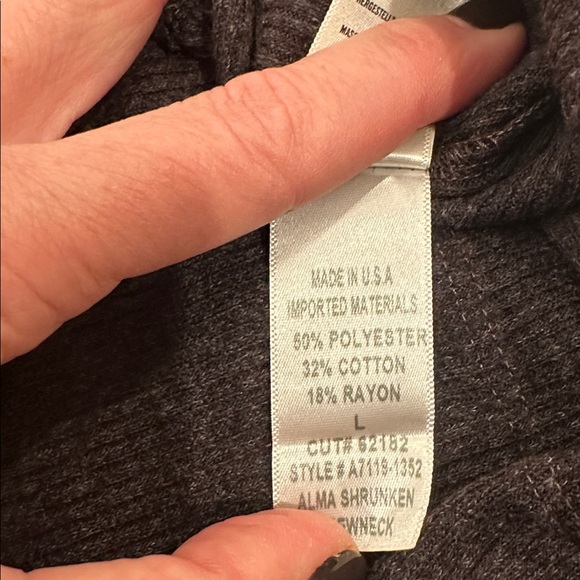 NWT AGolde Long Sleeve Rib Crewneck Top Size Large - Picture 4 of 4